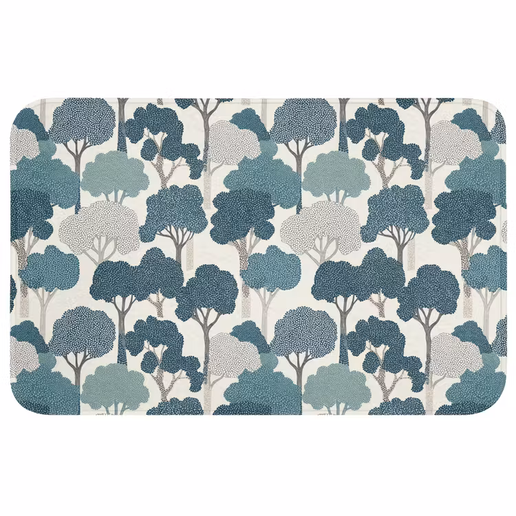 Modern - Bomen - Bos - Patroon - Blauw Badmat klein 997 -3d