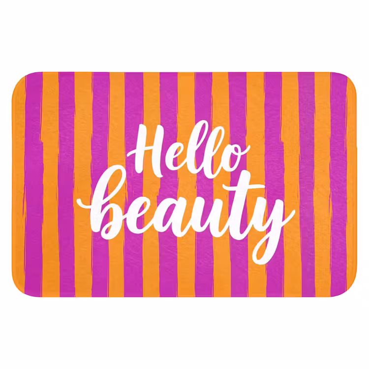 Modern - Hello - Oranje Badmat klein -3d