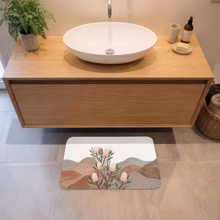Modern - Heuvels - Terracotta Badmat klein -sfeer1
