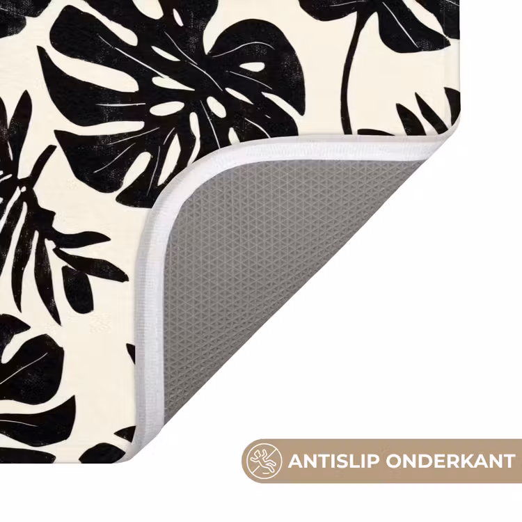 Modern - Monstera - Zwart Badmat klein 997 -USP_AntislipNL