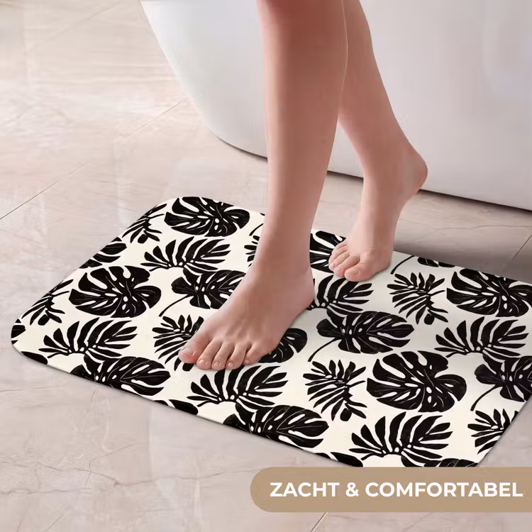 Modern - Monstera - Zwart Badmat klein 997 -USP_ZachtNL