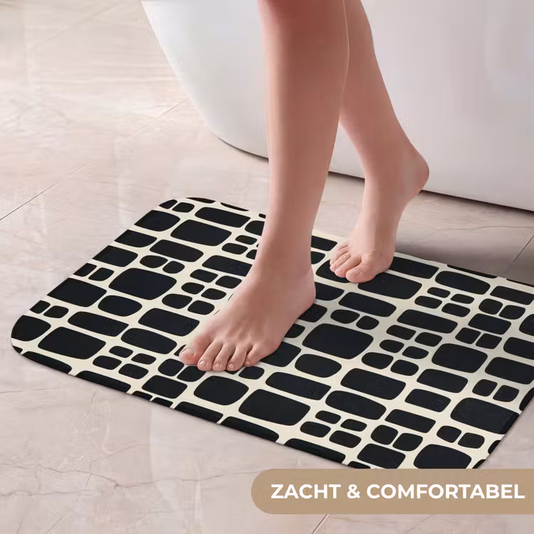 Modern - Organisch - Zwart Badmat klein 997 -USP_ZachtNL
