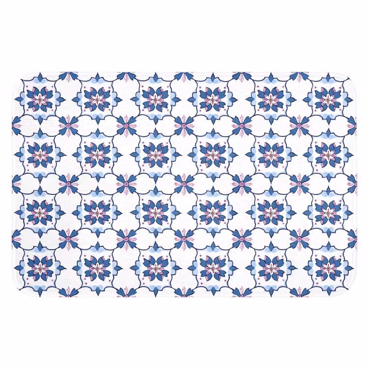 Modern - Patroon - Blauw - Roze Badmat klein 997 -3d