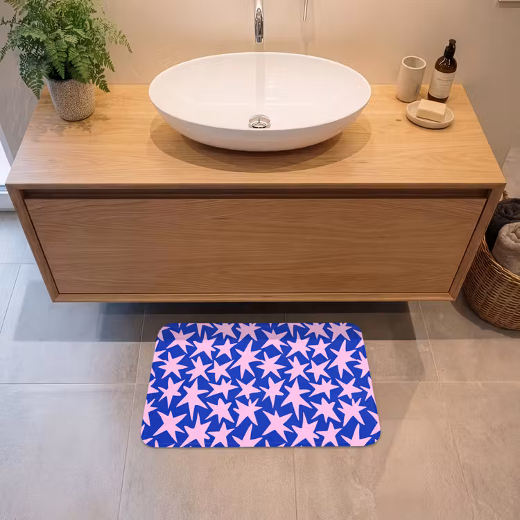 Modern - Sterren - Blauw Badmat klein 997 -sfeer1