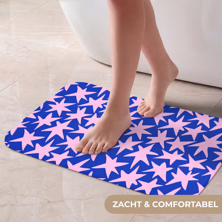 Modern - Sterren - Blauw Badmat klein 997 -USP_ZachtNL