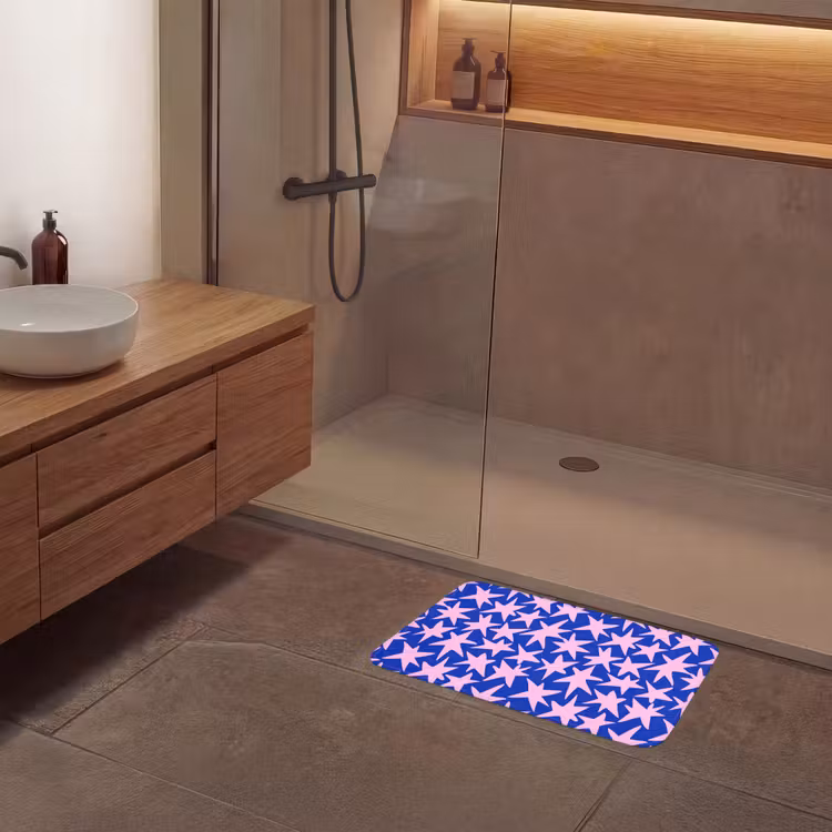 Modern - Sterren - Blauw Badmat klein 997 -sfeer2