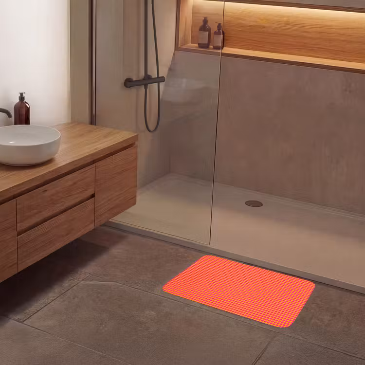 Modern - Stippen - Oranje Badmat klein 997 -sfeer2