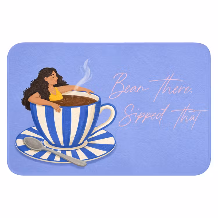 Mok - Koffie - Vrouw - Paars Badmat klein -3d