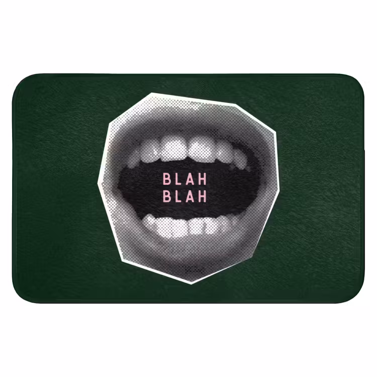Mond - Groen - Illustratie - BLAH BLAH Badmat klein -3d