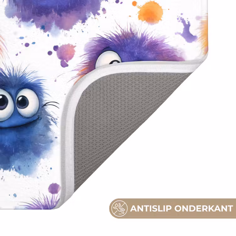 Monstertjes - Aquarel - Kleurrijk Badmat klein 997 -USP_AntislipNL