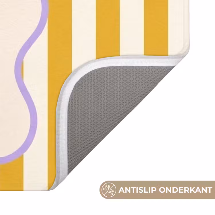 More coffee - Geel - Paars - Strepen - Mok Badmat klein -USP_AntislipNL