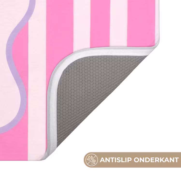 More coffee - Roze - Paars - Strepen - Mok Badmat klein -USP_AntislipNL