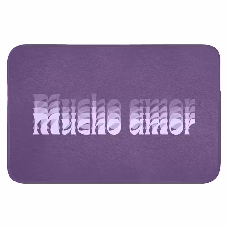 Mucho amor - Paars - Grafisch Badmat klein -3d