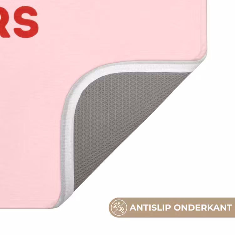 No rain no flowers - Minimalistisch - Roze - Bloem Badmat klein -USP_AntislipNL