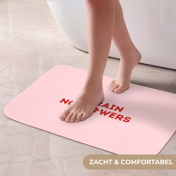No rain no flowers - Minimalistisch - Roze - Bloem Badmat klein -USP_ZachtNL