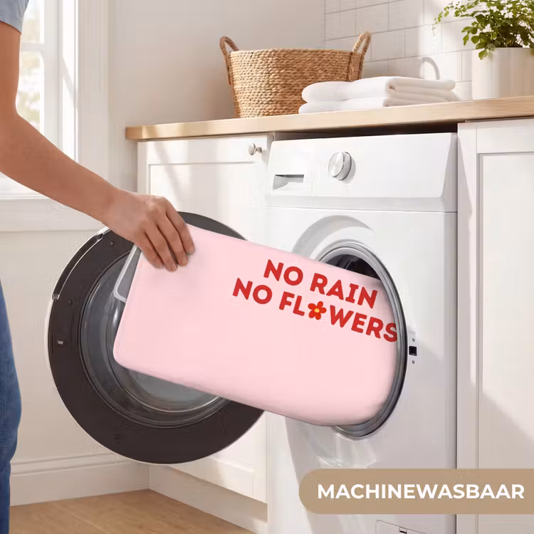 No rain no flowers - Minimalistisch - Roze - Bloem Badmat klein -USP_WasbaarNL