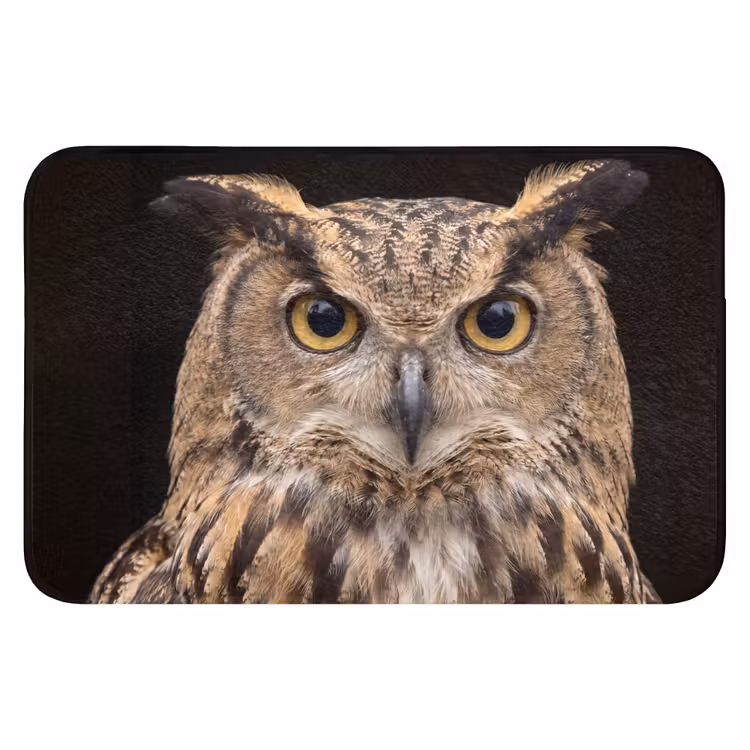 Oehoe - Uil - Portret - Bruin Badmat klein -3d