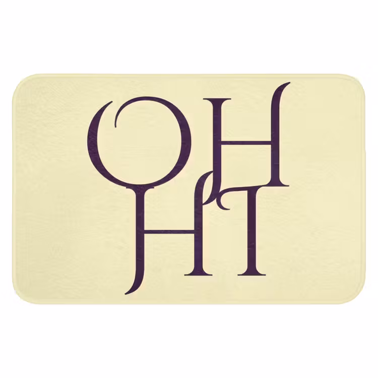Oh hi - Geel - Monogram Badmat klein -3d