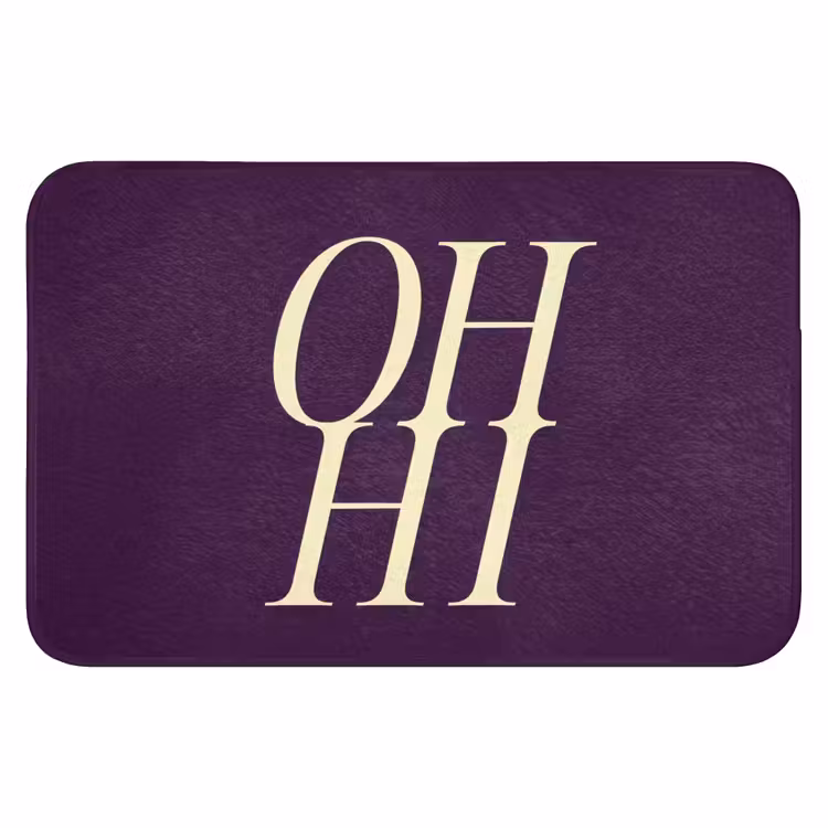 Oh hi - Paars - Minimalistisch Badmat klein -3d