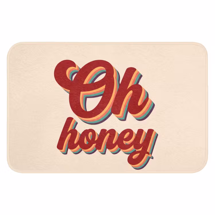 Oh honey - Rood - Schaduw Badmat klein -3d