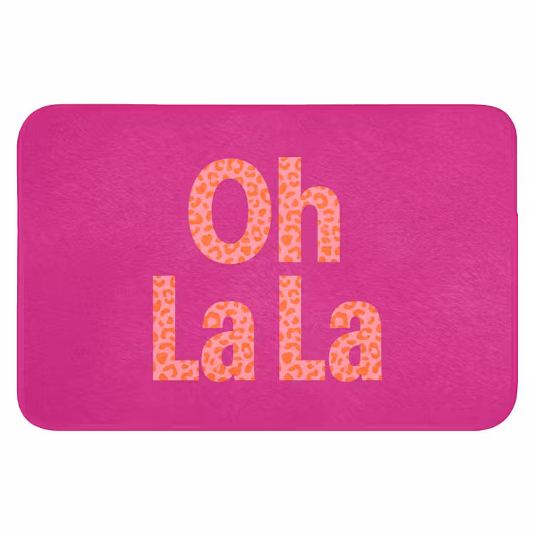 Oh la la - Luipaardprint - Roze Badmat klein -3d