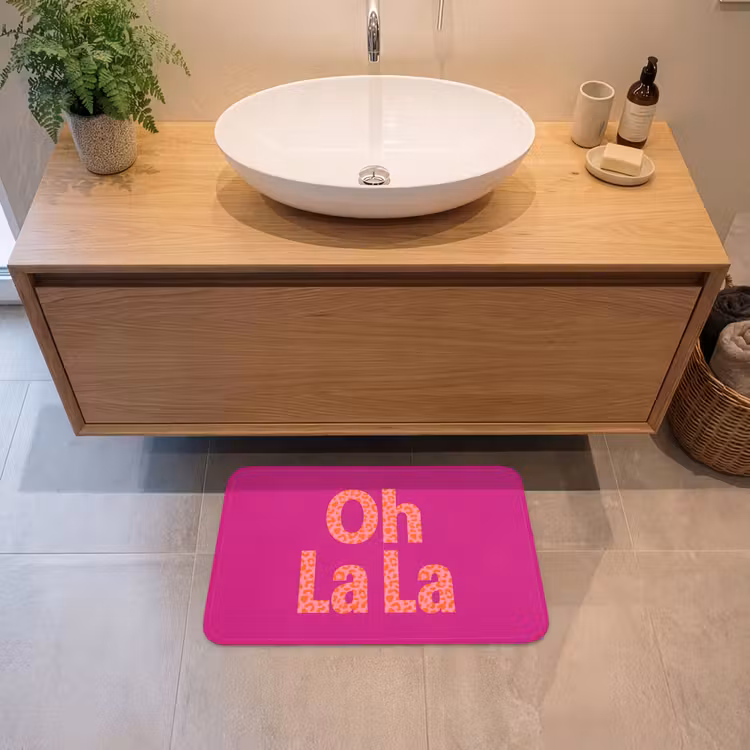 Oh la la - Luipaardprint - Roze Badmat klein -sfeer1
