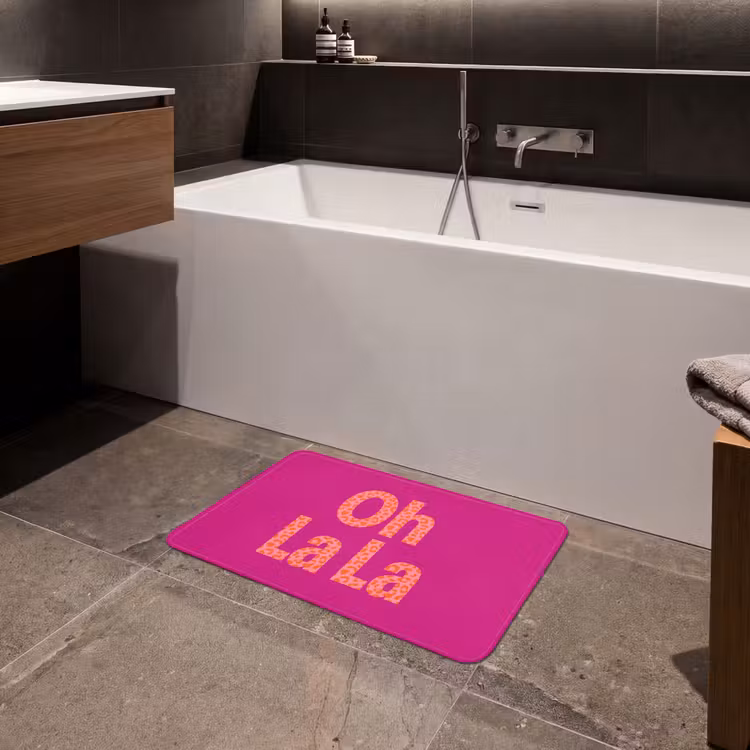 Oh la la - Luipaardprint - Roze Badmat klein -sfeer3