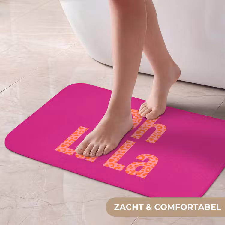 Oh la la - Luipaardprint - Roze Badmat klein -USP_ZachtNL