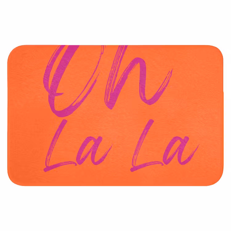 Oh la la - Oranje - Roze - Grafisch Badmat klein -3d