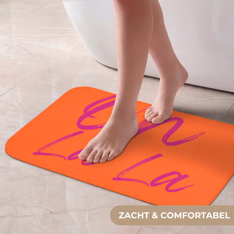 Oh la la - Oranje - Roze - Grafisch Badmat klein -USP_ZachtNL
