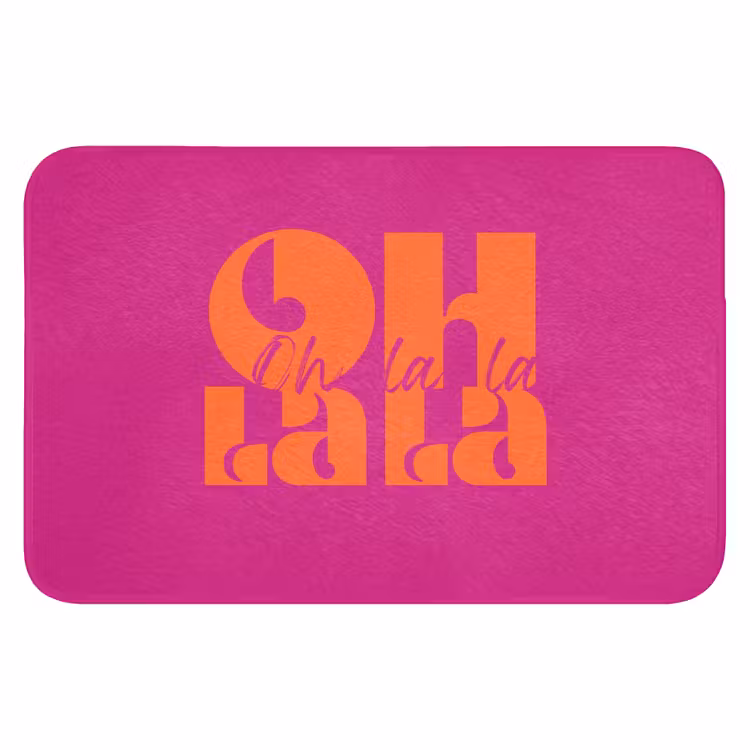 Oh la la - Roze - Oranje - Gestapelde letters Badmat klein -3d