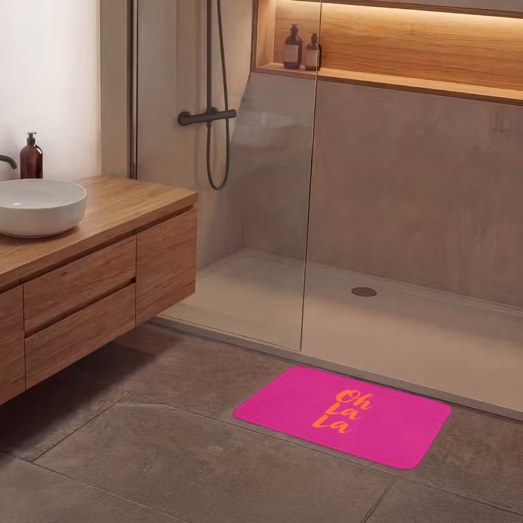 Oh la la - Roze - Oranje - Minimalistisch Badmat klein -sfeer2