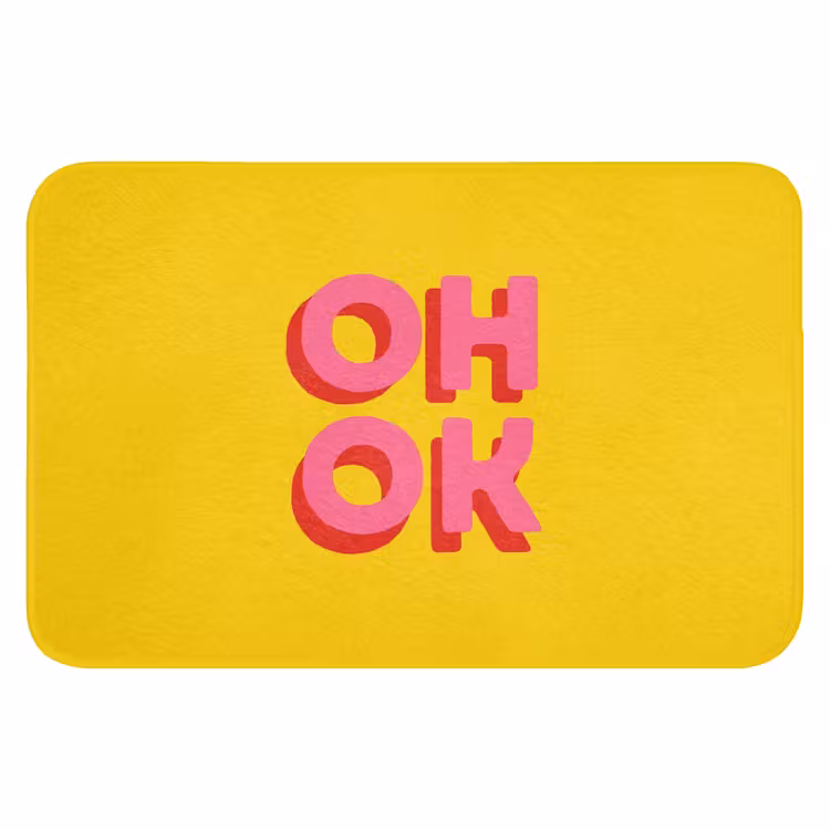 Oh ok - 3D - Geel - Roze Badmat klein -3d