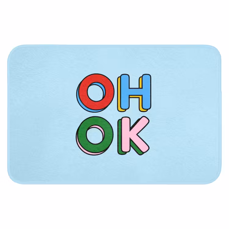 Oh ok - Blauw - Kleurrijk Badmat klein -3d