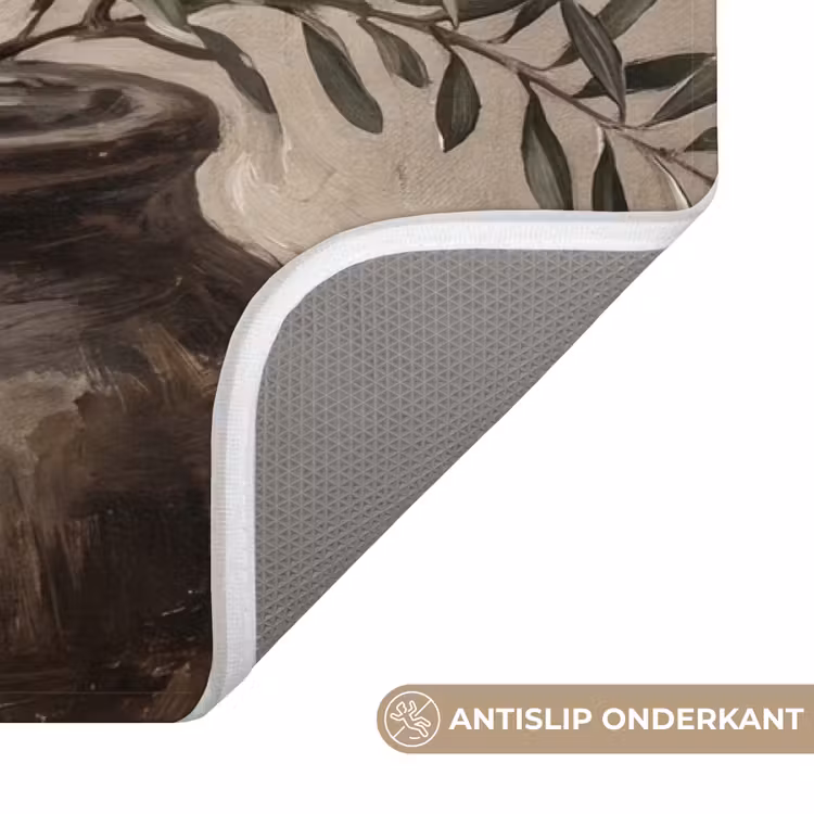Olijfplant - Aardenpot - Abstract - Beige Badmat middel -USP_AntislipNL
