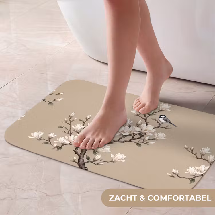 Oosters - Vogels - Beige Badmat klein -USP_ZachtNL