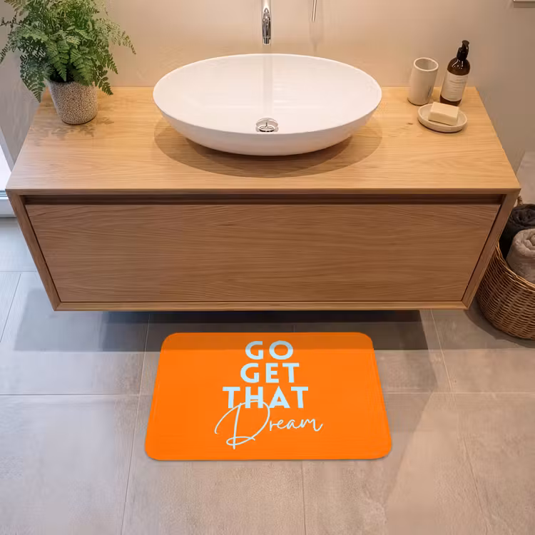 Oranje - Blauw - Go get that dream Badmat klein -sfeer1