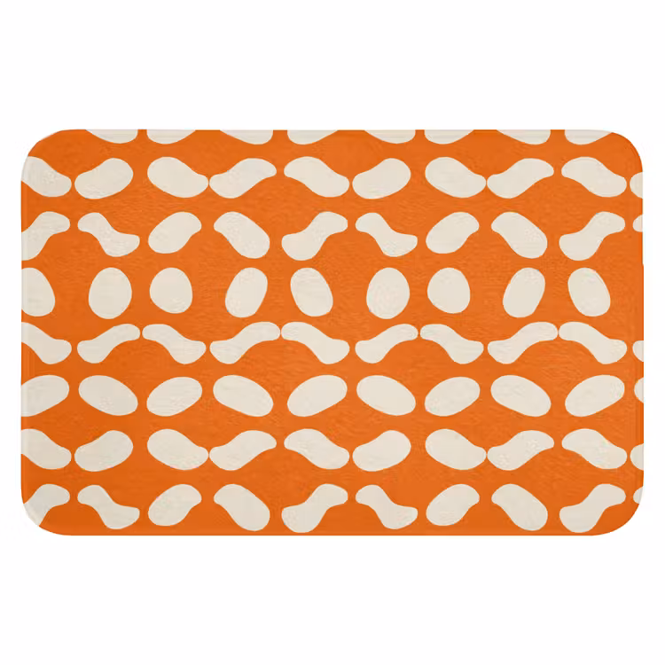 Oranje - Organische vormen - Wit Badmat klein 997 -3d