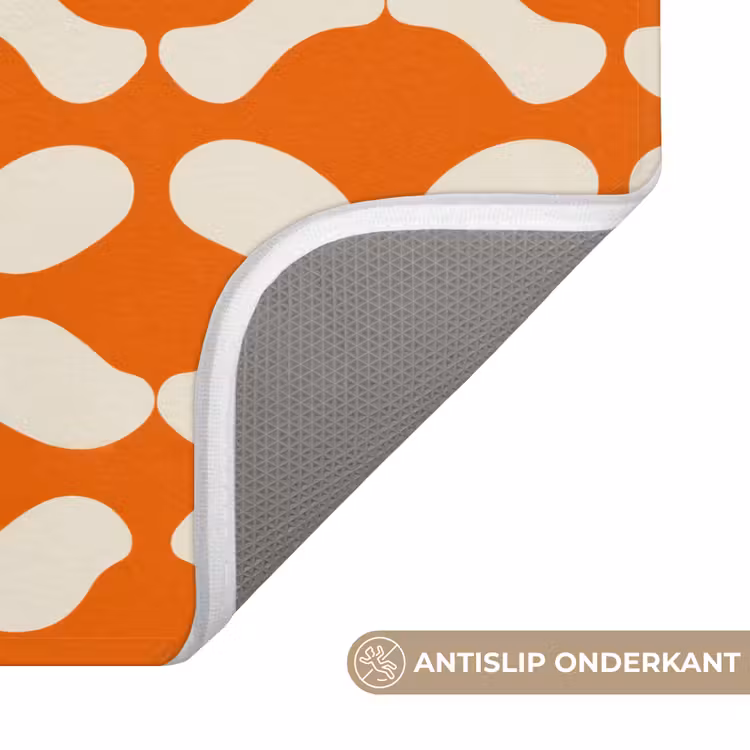 Oranje - Organische vormen - Wit Badmat klein 997 -USP_AntislipNL