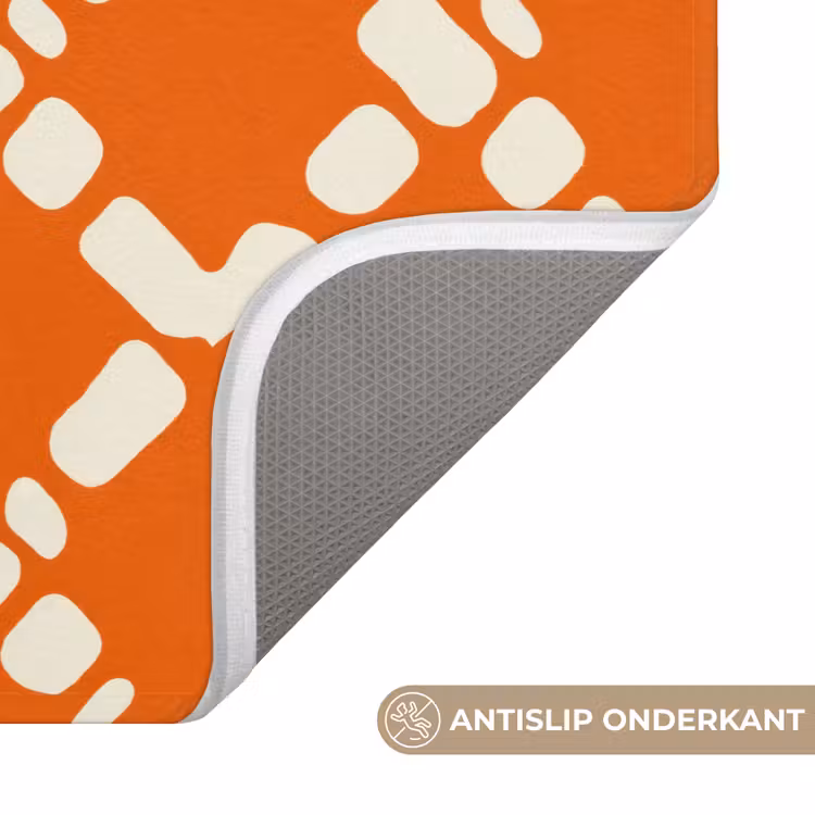Oranje - Ruitpatroon - Wit Badmat klein 997 -USP_AntislipNL