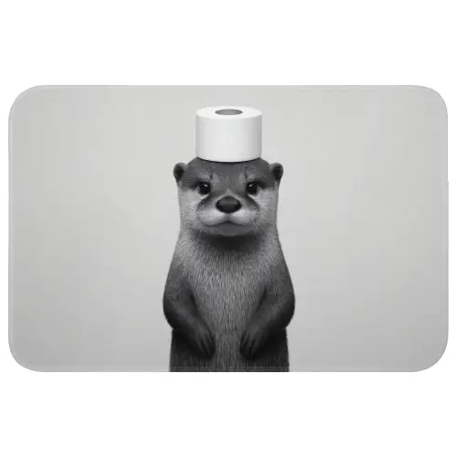 Otter - WC rol - Zwart - Wit Badmat klein -3d