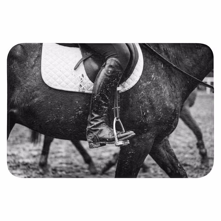 Paard - Sport - Zwart - Wit Badmat klein -3d