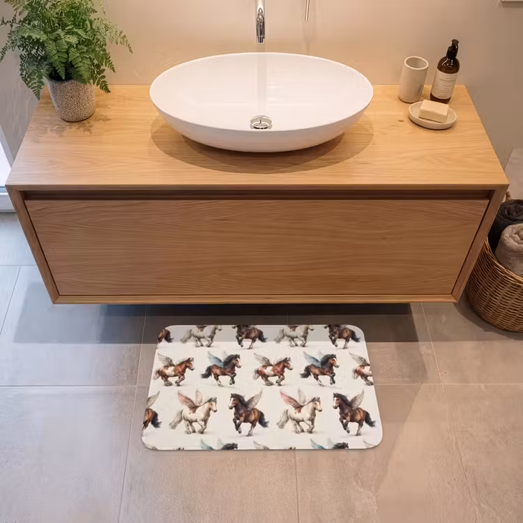 Paarden - Vleugels - Kleurrijk Badmat klein 997 -sfeer1