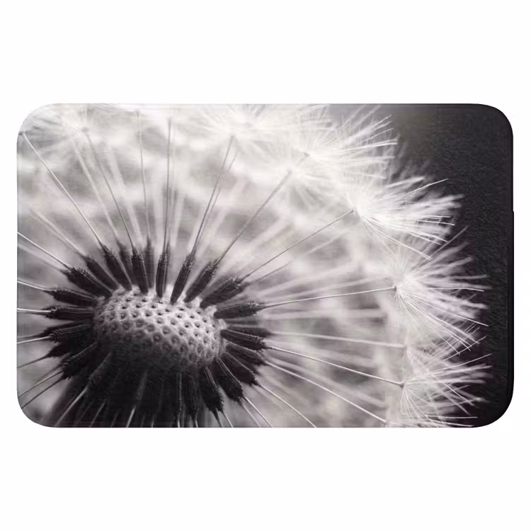 Paardenbloem - Zwart - Wit Badmat klein -3d