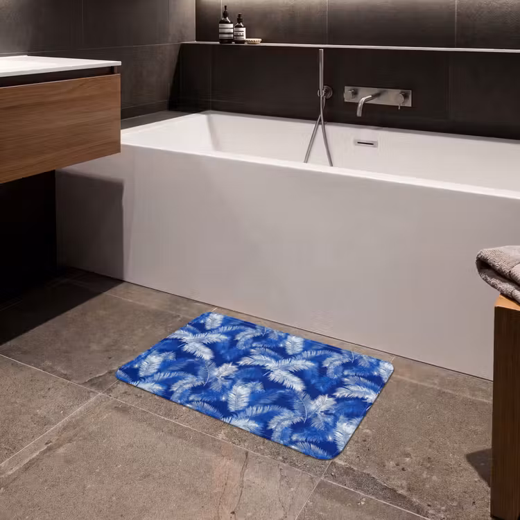 Palmblad - Patroon - Blauw Badmat klein 997 -sfeer3