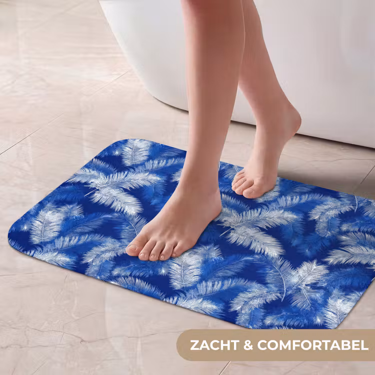 Palmblad - Patroon - Blauw Badmat klein 997 -USP_ZachtNL