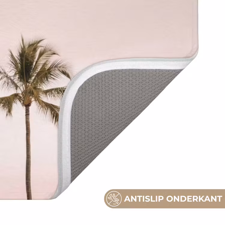 Palmbomen - Zonsondergang - Roze Badmat klein -USP_AntislipNL