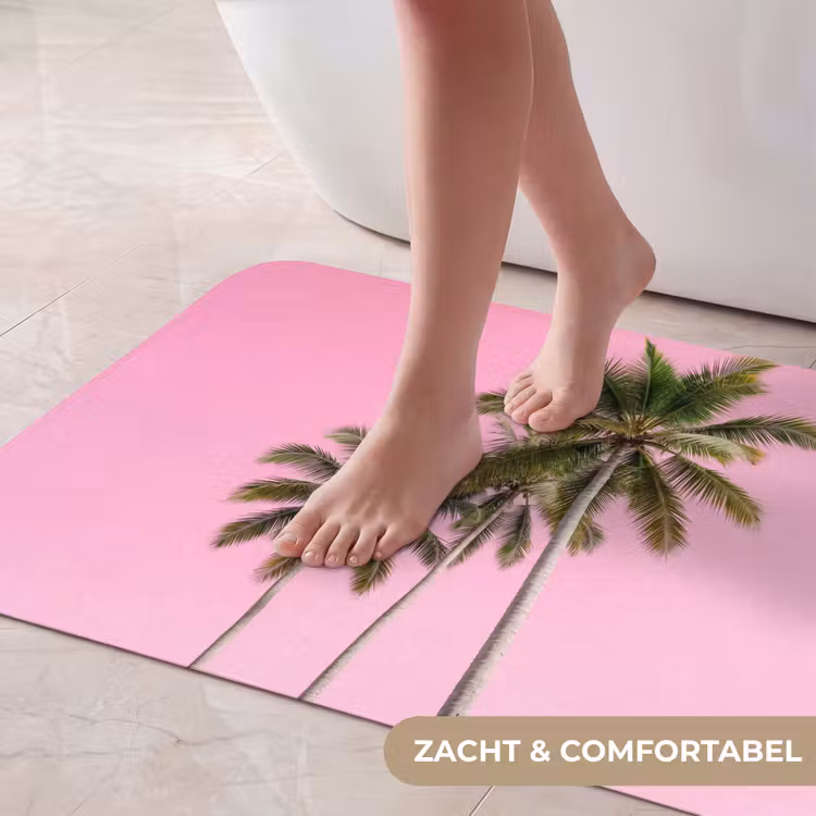 Palmboom - Tropisch - Pink Badmat klein -USP_ZachtNL