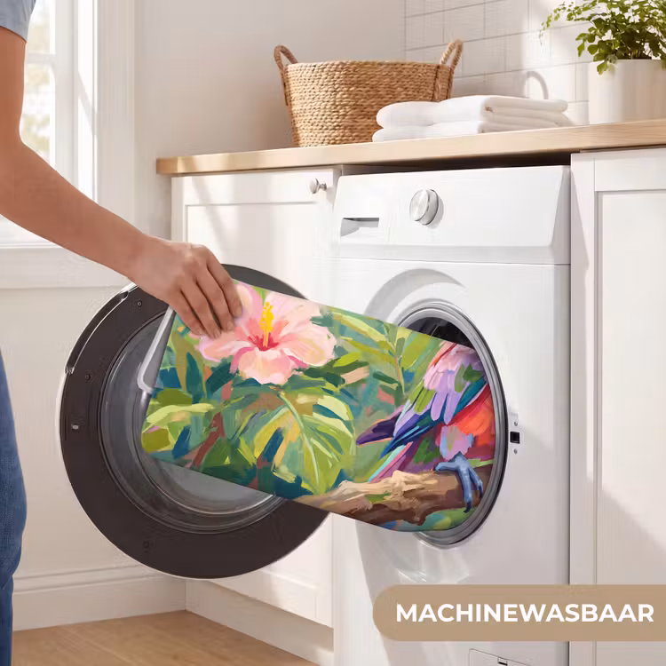Papagaai - Hibiscusbloemen - Kleurrijk Badmat middel -USP_WasbaarNL