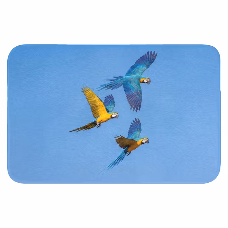 Papagaai - Vliegen - Blauw - Geel Badmat klein -3d
